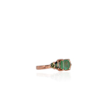 Load image into Gallery viewer, Handmade 6 mm. Square Cut Green Brazilian and Sapphire Cluster Ring
