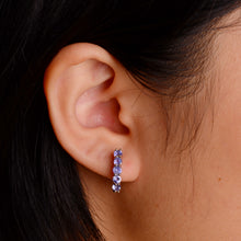 Load image into Gallery viewer, 3 mm. Round Cut Blue Violet Tanzanite Cluster Earrings

