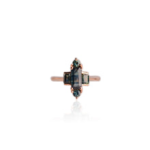 Load image into Gallery viewer, Handmade 4 x 8 mm. Baguette Cut Blue African Sapphire Cluster Ring
