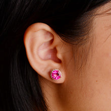 Load image into Gallery viewer, 8 mm. Round Cut Pink Brazilian Mystic Topaz with Cz Accents Earrings
