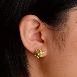 3 x 4 mm. Oval Cut Green Pakistani Peridot Cluster Earrings