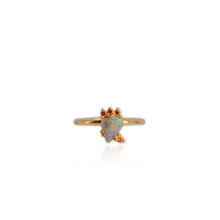 Load image into Gallery viewer, Handmade 6 x 7 mm. Freeform Multi-coloured Australian Opal with Sapphire Accents Ring
