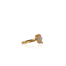 Load image into Gallery viewer, Handmade 6 x 7 mm. Freeform Multi-coloured Australian Opal with Sapphire Accents Ring
