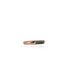 Load image into Gallery viewer, Handmade 3.7 x 10 mm. Baguette Cut Green Mozambican Tourmaline Ring
