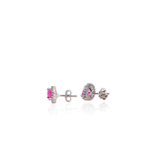 Load image into Gallery viewer, 6 x 8 mm. Pear Cut Pink Brazilian Mystic Topaz with Cz Accents Earrings
