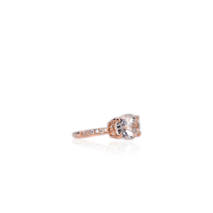 8.5 x 10 mm. Oval Cut White Brazilian Topaz with Cz Band Ring