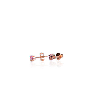5 mm. Round Cut Pink Brazilian Topaz Earrings