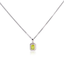 Load image into Gallery viewer, 5 x 7 mm. Octagon Cut Green Pakistani Peridot with Cz Halo Pendant and Necklace
