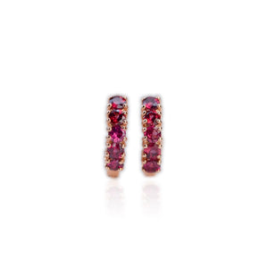 2.5 mm. Round Cut Purple African Rhodolite Garnet Cluster Earrings