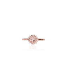 Load image into Gallery viewer, 6 mm. Round Cut Light Peach Madagascan Morganite with Cz Accents Ring
