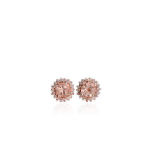 Load image into Gallery viewer, 6 mm. Round Cut Light Peach Madagascan Morganite with Cz Accents Earrings
