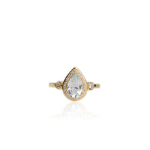 Load image into Gallery viewer, 6 x 9 mm. Pear Cut Light Blue Brazilian Aquamarine with Cz Halo Ring
