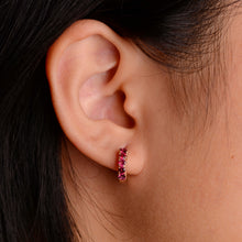 Load image into Gallery viewer, 2.5 mm. Round Cut Purple African Rhodolite Garnet Cluster Earrings
