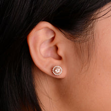 Load image into Gallery viewer, 6 mm. Round Cut Light Peach Madagascan Morganite with Cz Accents Earrings
