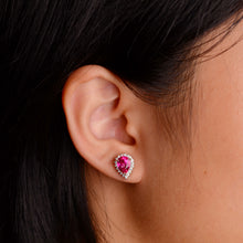 Load image into Gallery viewer, 6 x 8 mm. Pear Cut Pink Brazilian Mystic Topaz with Cz Accents Earrings
