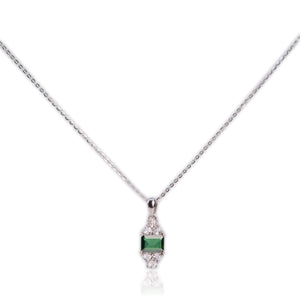 6 x 8 mm. Octagon Cut Green and White Brazilian Mystic Topaz Cluster Pendant and Necklace