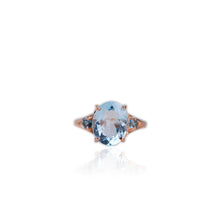 Load image into Gallery viewer, 9 x 11 mm. Oval Cut Sky Blue Brazilian Topaz with Topaz Accents Ring
