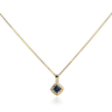 Load image into Gallery viewer, 6 mm. Square Cut London Blue Brazilian Topaz with Cz Accents Pendant and Necklace
