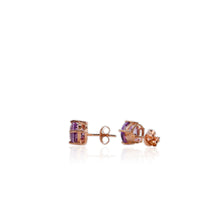 Load image into Gallery viewer, 8 mm. Round Cut Purple Brazilian Amethyst Earrings

