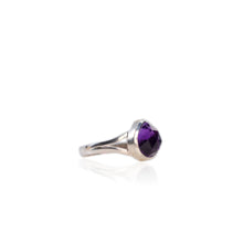 Load image into Gallery viewer, Handmade 10 mm. Pear Rose-cut Purple Brazilian Amethyst Ring
