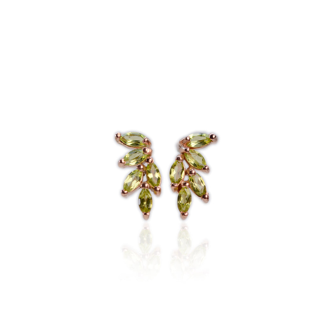 2.5 x 5 mm. Marquise Cut Green Pakistani Peridot Cluster Earrings