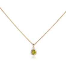 Load image into Gallery viewer, 6 x 8 mm. Pear Cut Green Pakistani Peridot with Cz Accents Pendant and Necklace
