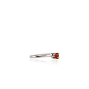 4 mm. Round Cut Orange Brazilian Citrine Ring