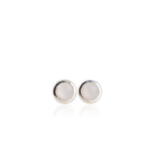 Load image into Gallery viewer, 5 mm. Round Cabochon White Ceylon Moonstone Earrings
