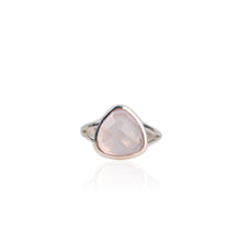 Load image into Gallery viewer, Handmade 12 mm. Fancy Trillion Cut Pink African Rose Quartz Ring
