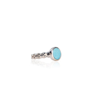 8 mm. Round Cut Blue American Turquoise Ring