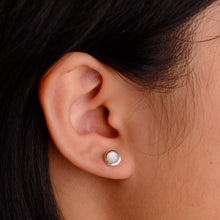Load image into Gallery viewer, 5 mm. Round Cabochon White Ceylon Moonstone Earrings
