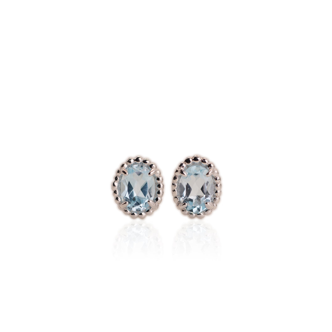 6 x 8 mm. Oval Cut Sky Blue Brazilian Topaz Earrings