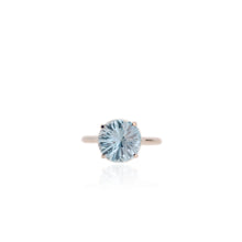 Load image into Gallery viewer, Handmade 11 mm. Round Carved Ball Cut VVS Sky Blue Brazilian Topaz Ring
