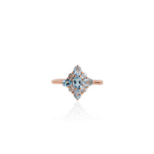 Load image into Gallery viewer, 4 x 5 mm. Oval Cut Swiss Blue Brazilian Topaz Cluster Ring
