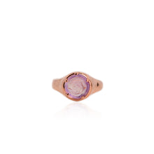 Load image into Gallery viewer, Handmade 8.5 mm. Carved Rose Purple Bolivian Amethyst Ring
