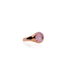 Load image into Gallery viewer, Handmade 8.5 mm. Carved Rose Purple Bolivian Amethyst Ring
