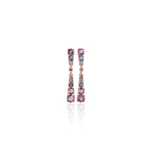 Load image into Gallery viewer, 6 mm. Round Cut Purple Brazilian Amethyst and Topaz with Cz Accents Drop Earrings (Blemished)
