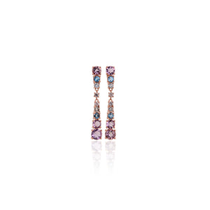 6 mm. Round Cut Purple Brazilian Amethyst and Topaz with Cz Accents Drop Earrings (Blemished)
