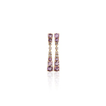 Load image into Gallery viewer, 6 mm. Round Cut Purple Brazilian Amethyst with Cz Accents Drop Earrings
