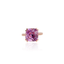 Load image into Gallery viewer, Handmade 11.5 mm. Cushion Concave Cut VVS Purple Brazilian Amethyst Ring
