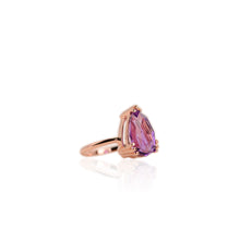 Load image into Gallery viewer, Handmade 9.5 x 15 mm. Fancy Pear Cut VVS Purple Uruguayan Amethyst Ring
