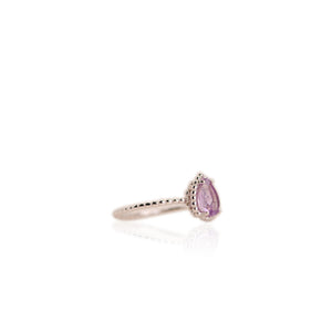 6 x 8 mm. Pear Cut Purple Brazilian Amethyst Ring