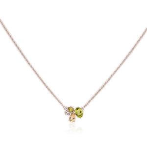 5 x 7 mm. Oval Cut Green Pakistani Peridot and Citrine with Cz Accents Cluster Necklace (Blemished)