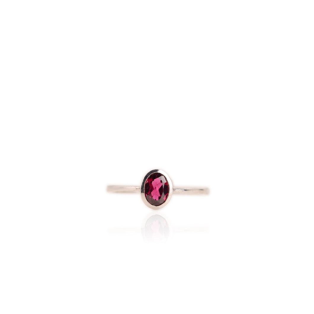 5 x 7 mm. Oval Cut Purple African Rhodolite Garnet Ring
