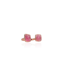 Load image into Gallery viewer, Handmade 8 mm. Freeform Rose-cut Pink Brazilian Tourmaline Open Ring
