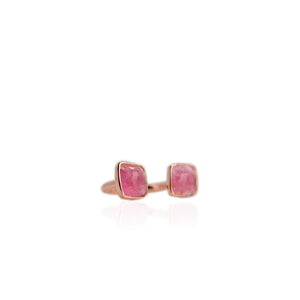 Handmade 8 mm. Freeform Rose-cut Pink Brazilian Tourmaline Open Ring