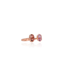 Load image into Gallery viewer, Handmade 7 x 9 mm. Pink Mozambican Tourmaline and Amethyst Open Ring

