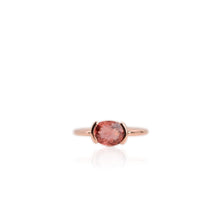 Load image into Gallery viewer, Handmade 6.5 x 8.5 mm. Oval Cut Orangish Pink Mozambican Tourmaline Ring
