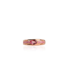 Load image into Gallery viewer, 4 x 6 mm. Oval Cut Pink Brazilian Tourmaline with Sapphire Accents Ring (Blemished)
