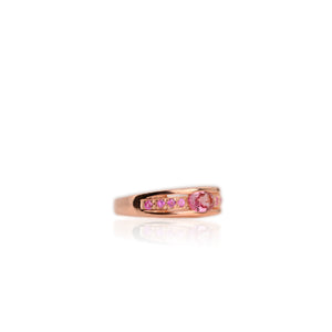4 x 6 mm. Oval Cut Pink Brazilian Tourmaline with Sapphire Accents Ring (Blemished)